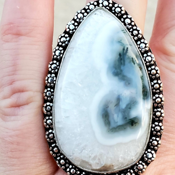 New Huge Solar Quartz Agate Druzy Silver Ring. - Picture 5 of 9
